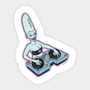 Alien DJ Gal Sticker